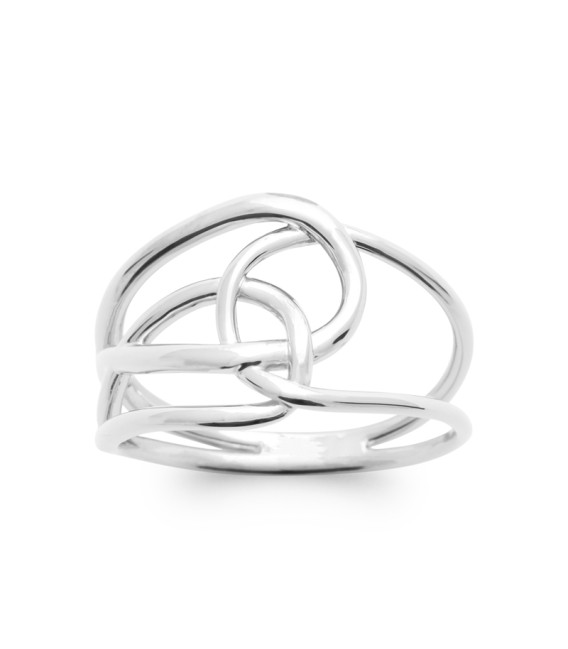 Bague argent massif anneaux enchevétrés 