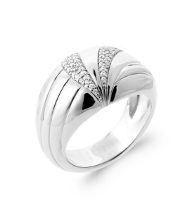 Grosse bague argent anneaux ensembles monté de zirconiums 