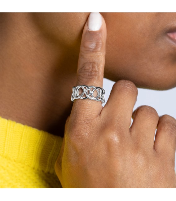 Bague argent massif anneau maillons originaux 