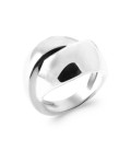 Grosse bague argent massif faux double anneaux fixes