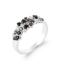 Bague argent massif zirconium de couleur noir et blanc incrustés et griffés