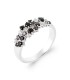 Bague argent massif zirconium de couleur noir et blanc incrustés et griffés 