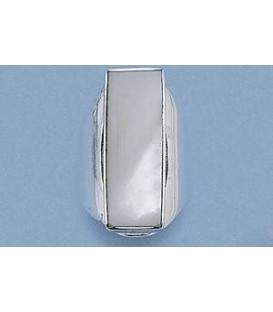 Grosse bague de nacre véritable sur argent 