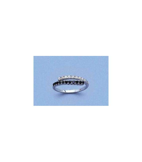 Anneau argent style alliance blancs et noirs 