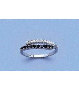 Anneau argent style alliance blancs et noirs 