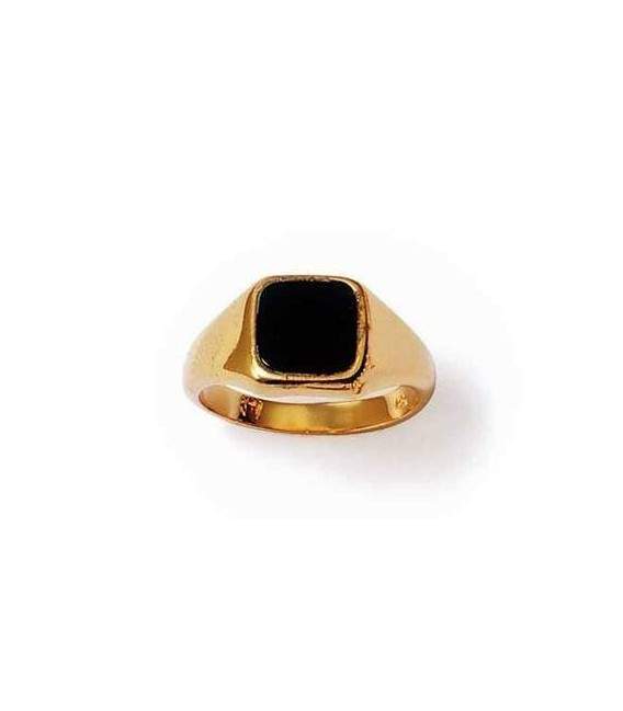 Bague homme plaqué or onyx carrée 