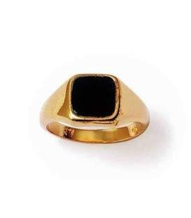 Bague homme plaqué or onyx carrée 