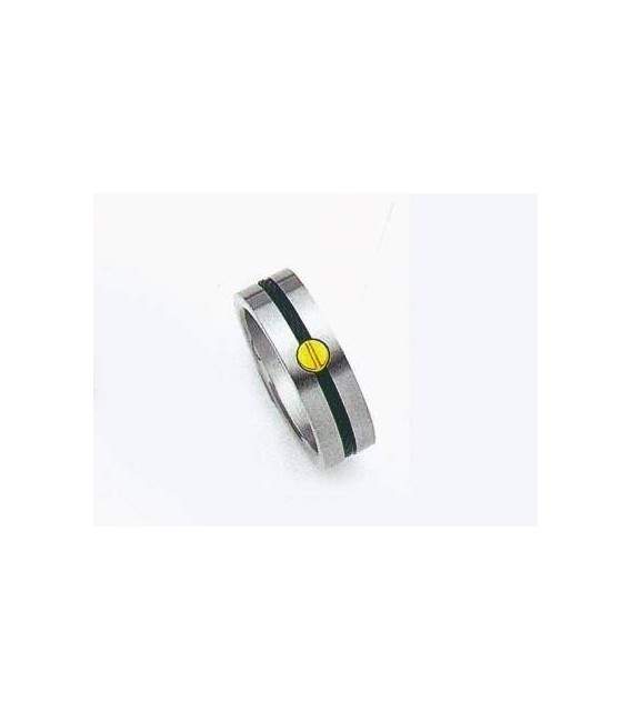 Bague alliance acier et or homme 