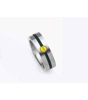 Bague alliance acier et or homme 