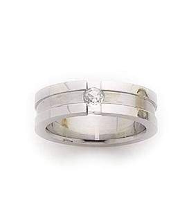 bague homme câble acier incrustation d'un zirconium 