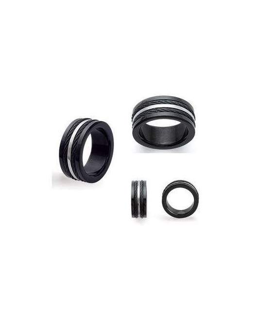 Bague alliance acier noir homme 