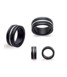 Bague alliance acier noir homme 