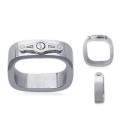 Bague acier mixte anneau carré stylisé