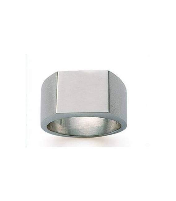 Grosse chevalière carrée en acier miroir 