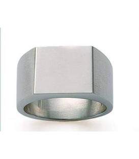 Grosse chevalière carrée en acier miroir 