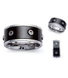 Bague homme fantaisie acier et émail