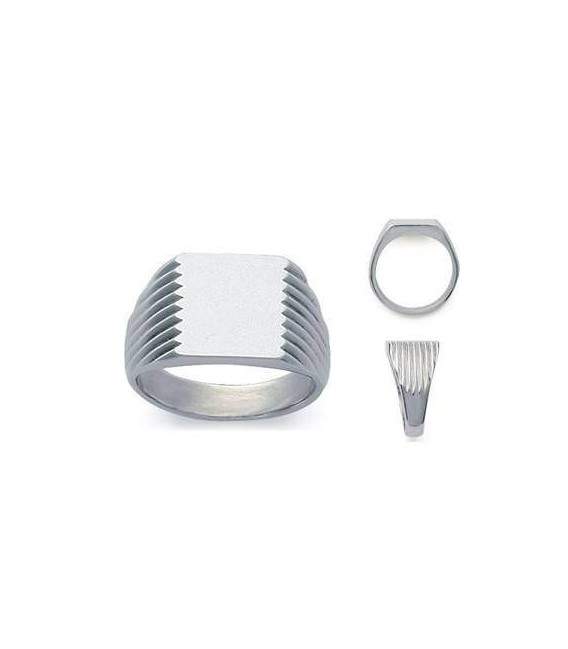 Grosse bague acier chevalière miroir 