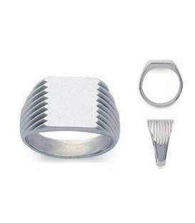 Grosse bague acier chevalière miroir 