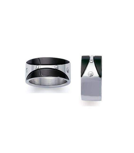 Bague alliance acier et ruthénium 
