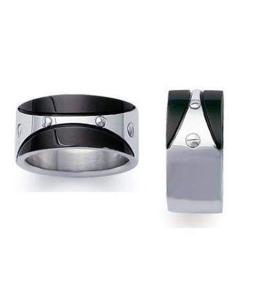 Bague alliance acier et ruthénium 