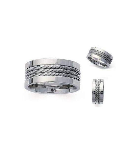 Bague acier câbles torsadés insérés 