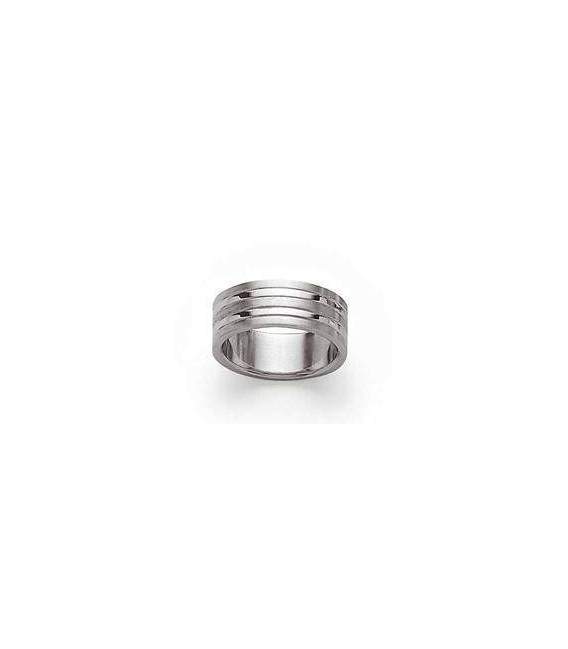 Bague alliance acier homme striée 