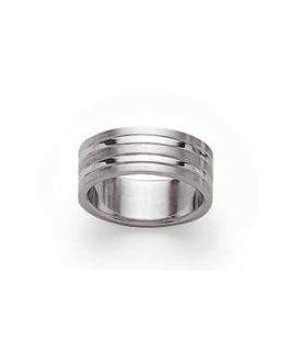 Bague alliance acier homme striée 
