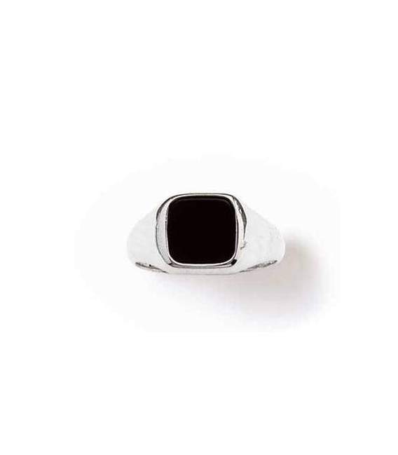 Chevalière carrée homme argent onyx 
