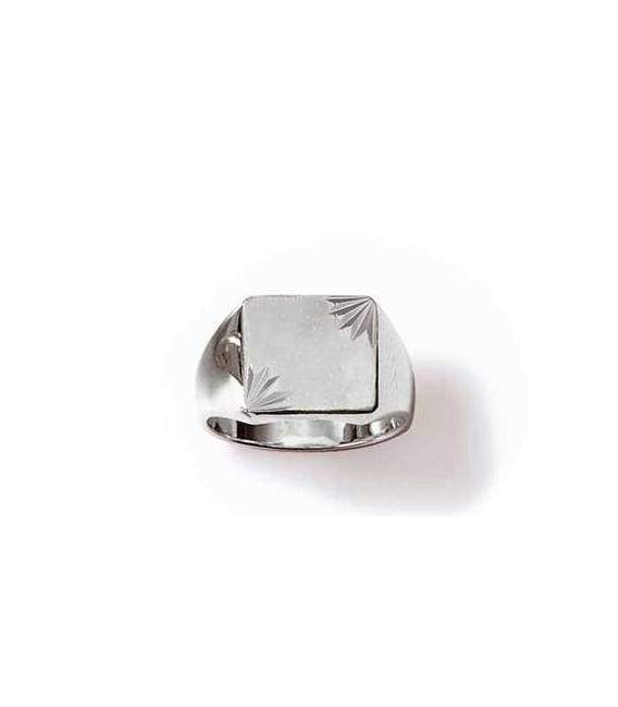 Chevalière belle bague argent massif gravée 