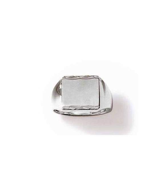 Belle chevalière argent massif carrée miroir 