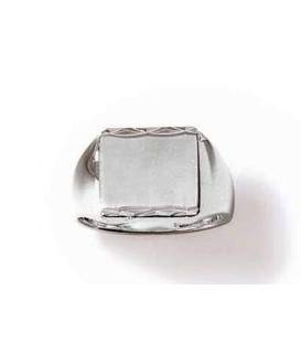 Belle chevalière argent massif carrée miroir 