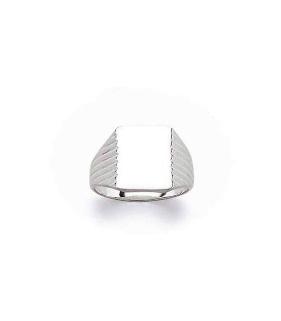 Gosse chevalière argent massif miroir stries 