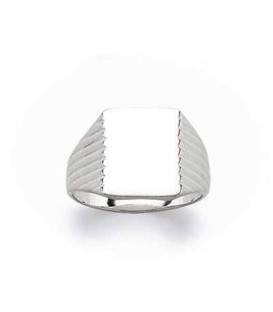 Gosse chevalière argent massif miroir stries 