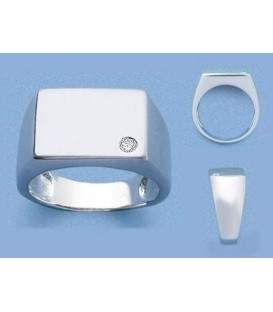 Grosse chevalière argent massif et zirconium 