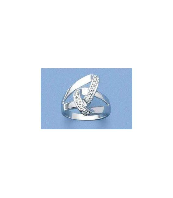 Bague argent entrelacs brisés zirconium 