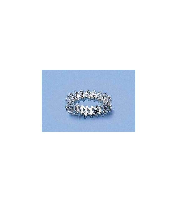 Alliance mariage bague argent massif de zirconium griffées en tour complet-1