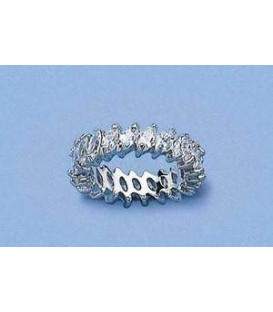 Alliance mariage bague argent massif de zirconium griffées en tour complet-1