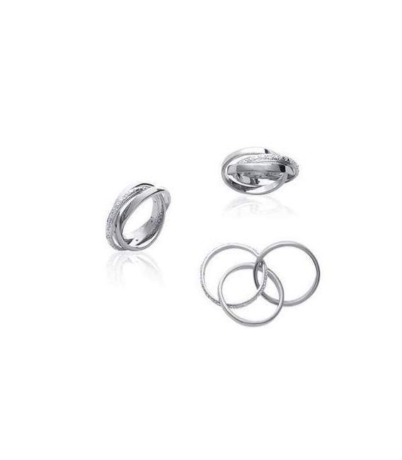 Bague trois anneaux argent entrelacés libres petits zirconium micro sertis 